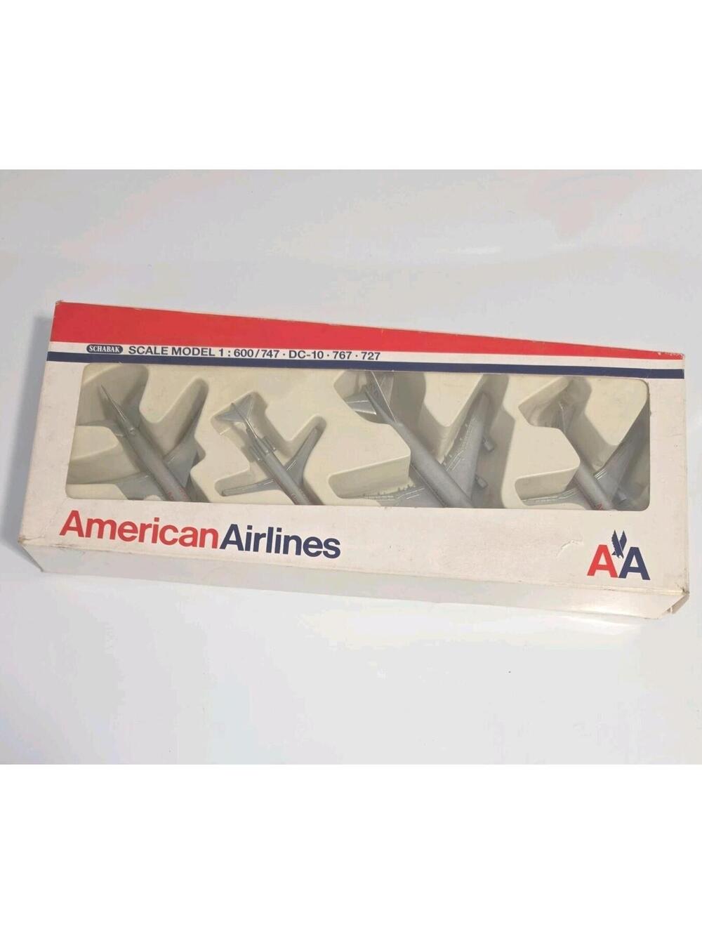 Schabak American Airlines  1:600 4 Diecast Planes: DC-10,747,767,727 German Made